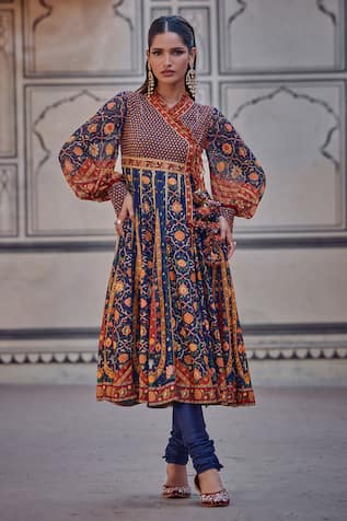 Kalista Irsa Floral Embroidered Angarkha With Churidar 