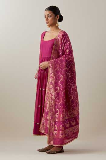 Ikshita Choudhary Mirror Embroidered Gathered Anarkali & Churidar Set 