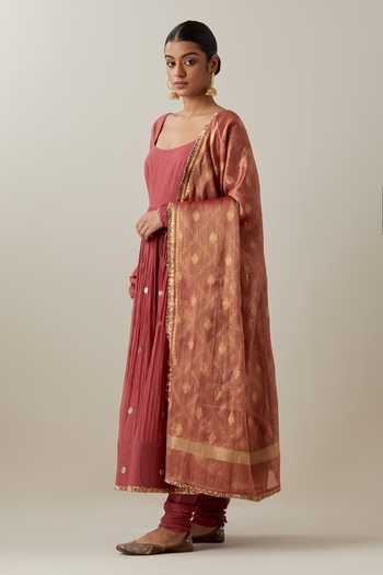Ikshita Choudhary Thread Embroidered Gathered Anarkali & Churidar Set 