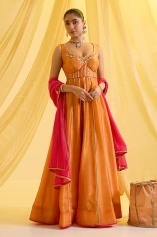 Sonal Pasrija Sequin Embroidered Anarkali With Dupatta 