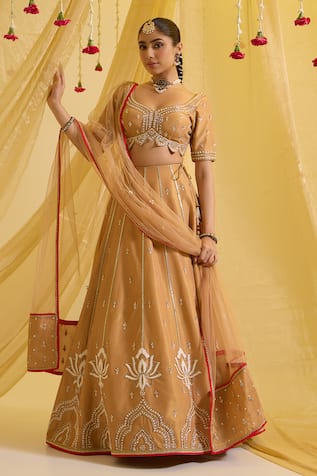 Sonal Pasrija Lotus Zari Embroidered Lehenga Set 