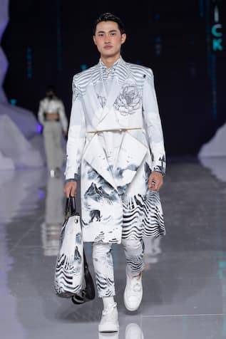 MR. Ajay Kumar HindKush Printed Trench Coat 