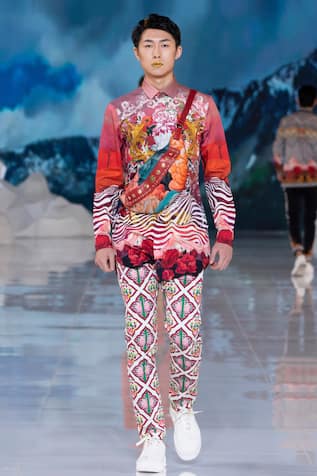 MR. Ajay Kumar Rose Nature Print Shirt 