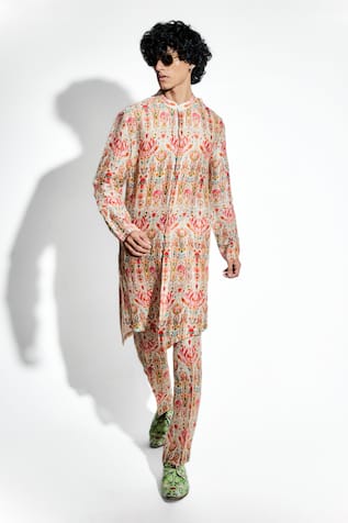 Mr. Ajay Kumar Ambar Floral Print Kurta With Pant 