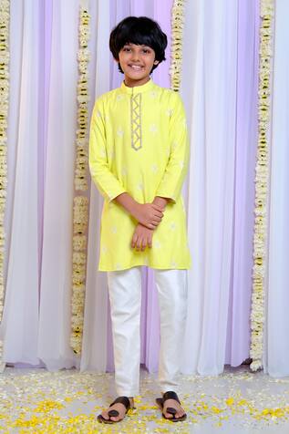 Free Sparrow Yellow Sequin Embroidered Kurta & Pyjama Set 