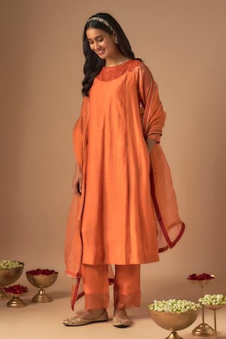 Cupid Cotton Raha Resham Embroidered Kurta & Pant Set 