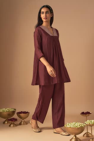 Cupid Cotton Afrin Resham Embroidered Short Tunic With Pant 