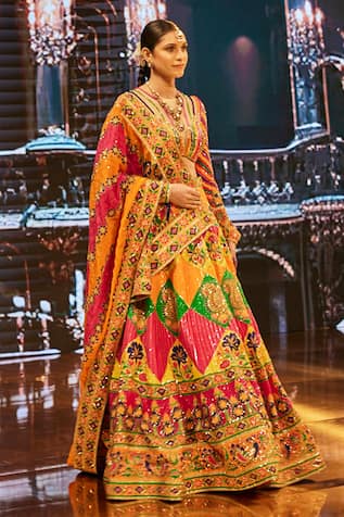 The Royaleum Sequin Embroidered Sweetheart Neck Lehenga & Blouse Set 