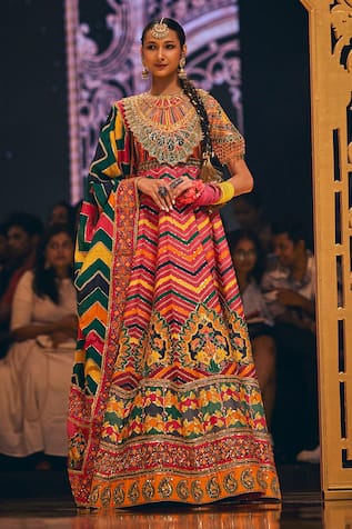 The Royaleum ZigZag Pattern Embroidered Anarkali With Dupatta 