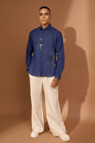 Floral Kalamkari Patch & Stitch Detail Shirt 