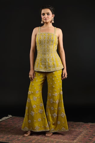 Reeti Arneja Laila Bloom Jaal Embroidered Kurti & Sharara Pant Set 