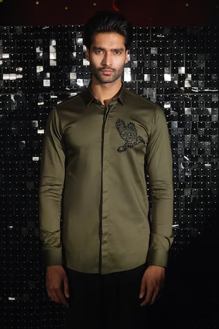 Sanjana Reddy Designs Embroidered Kingfisher Shirt 