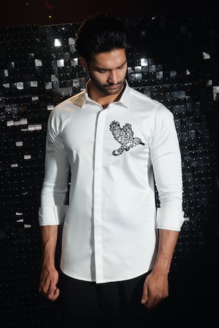 Sanjana Reddy Designs Embroidered Cutdana Shirt 