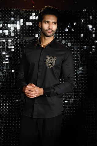 Sanjana Reddy Designs Tiger Embroidered Shirt 