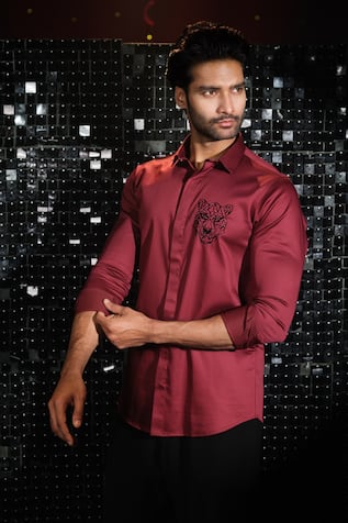 Sanjana Reddy Designs Cutdana Tiger Motif Shirt 