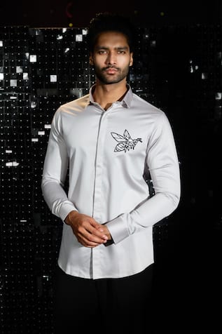 Sanjana Reddy Designs Bee Cutdana Embroidered Shirt 