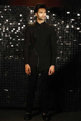 Sanjana Reddy Designs Curvy Sally Border Embellished Bandhgala With Trouser 