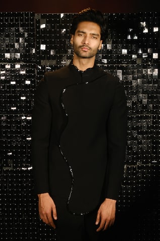 Sanjana Reddy Designs Curvy Sally Border Embellished Bandhgala With Trouser 