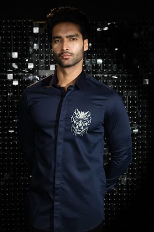 Sanjana reddy Designs 3D Human Face Embroidered Shirt 