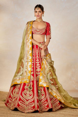 Masaba Badami Halwa Dori & Gota Embroidered Bridal Lehenga Set 