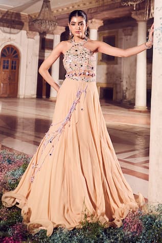 Swish By Dolcy And Simran Nafisa Tassel Embellished Lehenga With Embroidered Blouse 