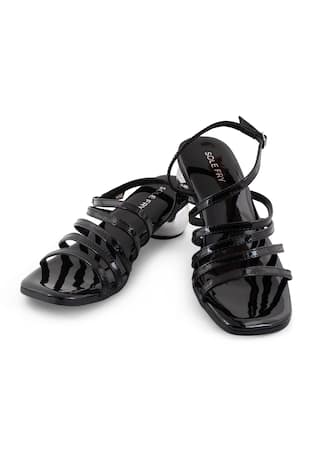 Gigi Leather Multi-Strap Block Heels 