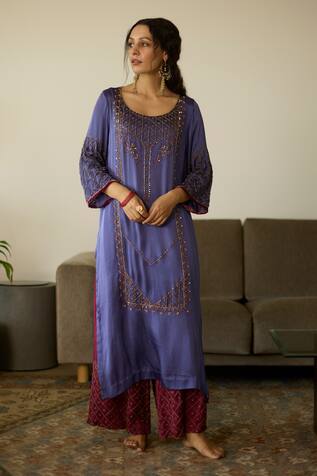 Sarang Kaur Diya Sequin Embroidered Kurta With Pant 