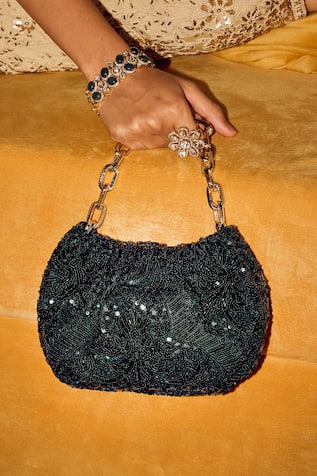 Embellished Green Potli Bag 