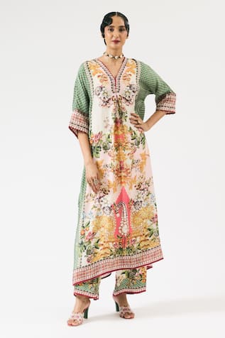 Garden Print Modal Satin Palazzo 