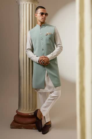 BUBBER COUTURE Cielo Plain Sherwani Jacket 