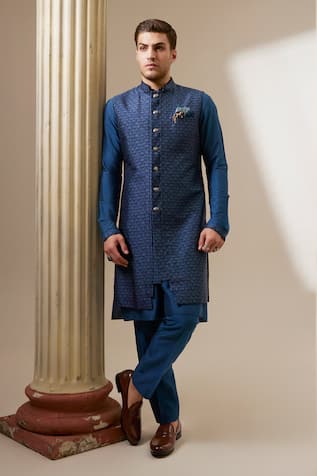 BUBBER COUTURE Flavio Geometric Print Sherwani Jacket 