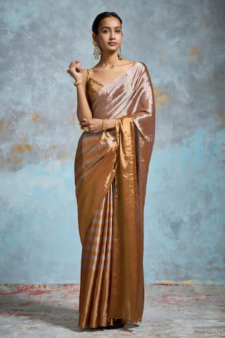 Dressfolk Two-Tone Handloom Saree With Unstitched Blouse Piece 