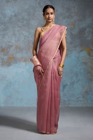 Dressfolk Rose Pink Handloom Chanderi Saree 