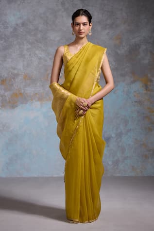 Dressfolk Handwoven Plain Saree & Unstitched Blouse Piece 