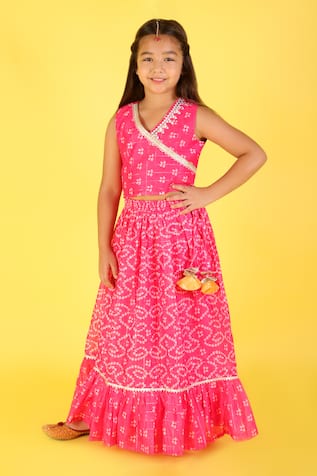 Bandhani Print Frill Lehenga Set 
