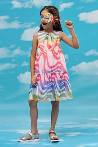 Lil Drama Multicolour Abstract Printed Tiered Dress 