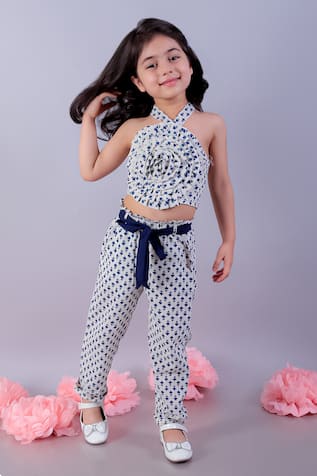 Lil Drama Floral Print Halter Neck Top & Pant Set 