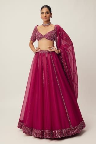 Vvani by Vani Vats Sequin Panelled Embroidered Lehenga Set 