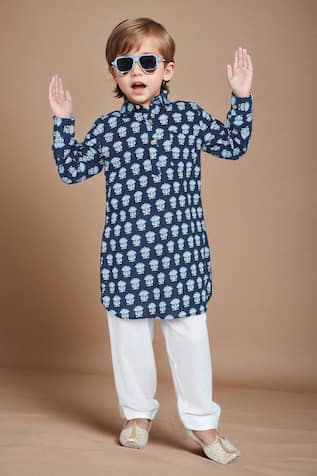 Arihant Rai Sinha Floral Print Pathani Kurta With Pyjama 