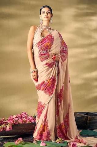 17:17 by Simmi Saboo Floral Print Saree With Blouse 