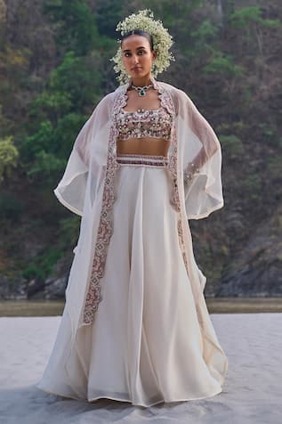 Ridhima Bhasin Nara Blossencia Embroidered Cape & Lehenga Set 