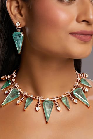 Geometric Kundan Polki Necklace Set 