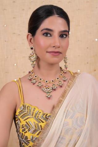 Kundan Embellished Mandala Necklace Set 