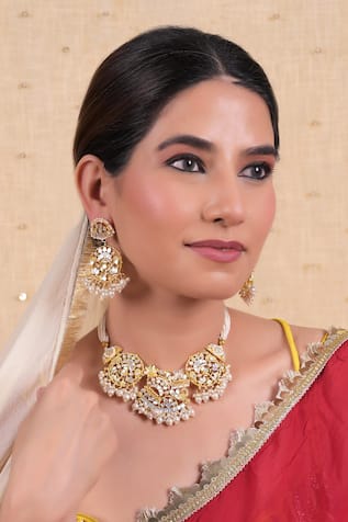 Shlok Jewels Gold Plated Kundan Choker Set 