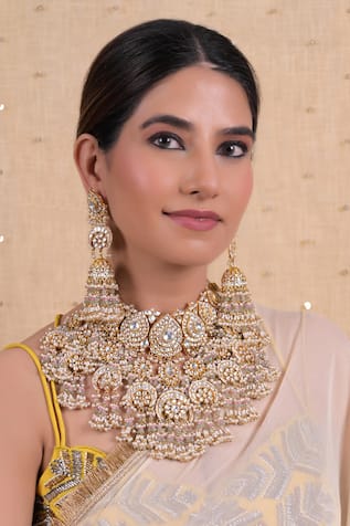 Shlok Jewels Kundan Embellished Choker & Earring Set 