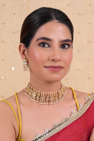 Gold Plated Abstract Motif Choker Set 