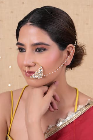 Shlok Jewels Kundan Embellished Nose Ring 