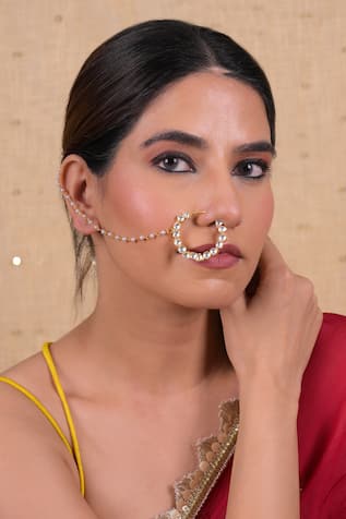 Shlok Jewels Kundan Stone Nose Ring 