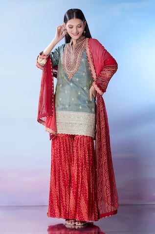 Samyukta Singhania Embroidered Kurta Palazzo Set 