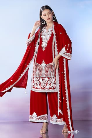 Samyukta Singhania Embroidered Kurta Palazzo Set 